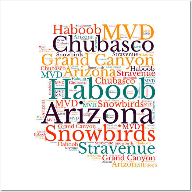 Arizona map with Arizonan Popular phrases Wall Art by maro_00